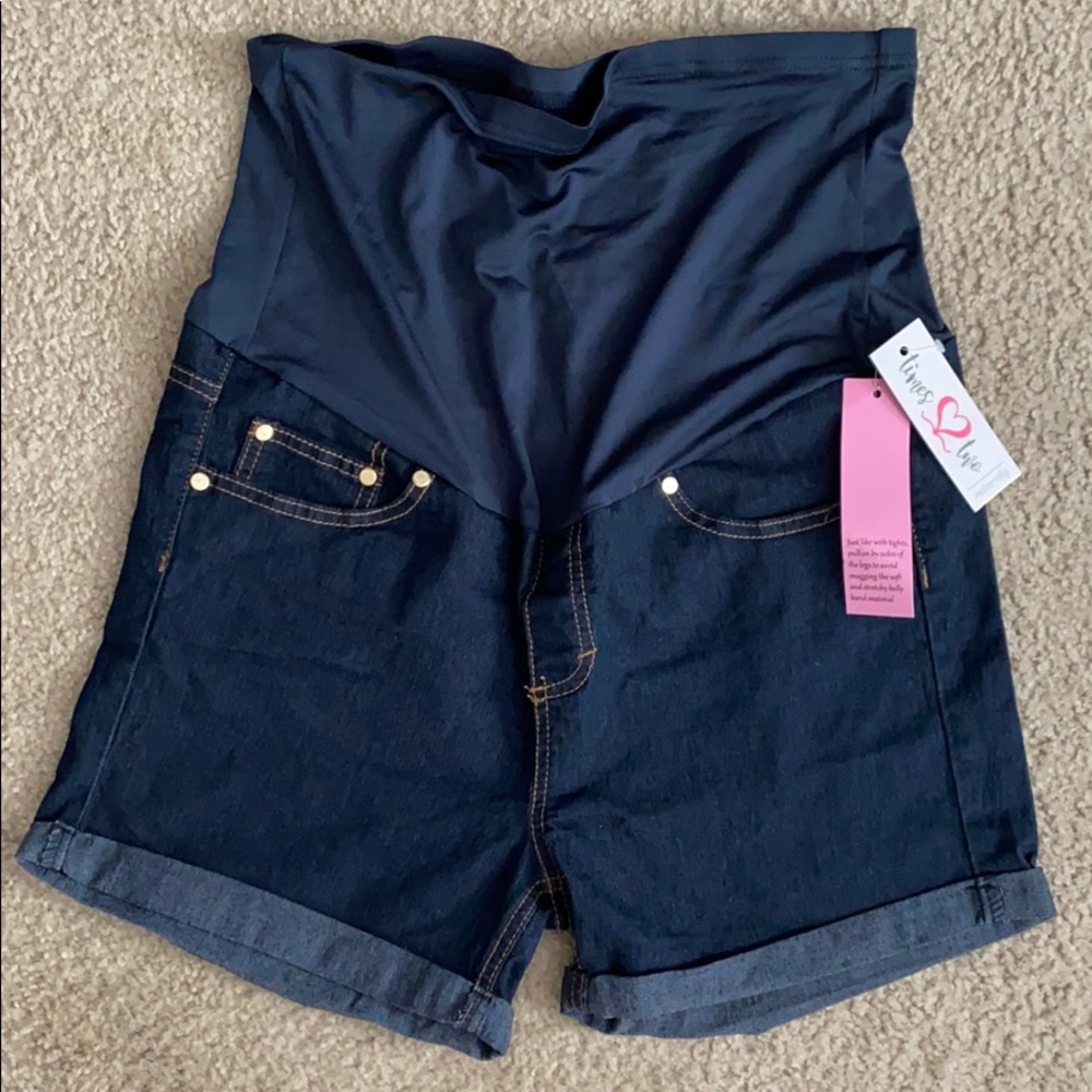 Times Two Over the Belly Jean Shorts